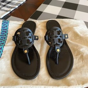 Tory Burch Miller Black Leather Sandals Size 7